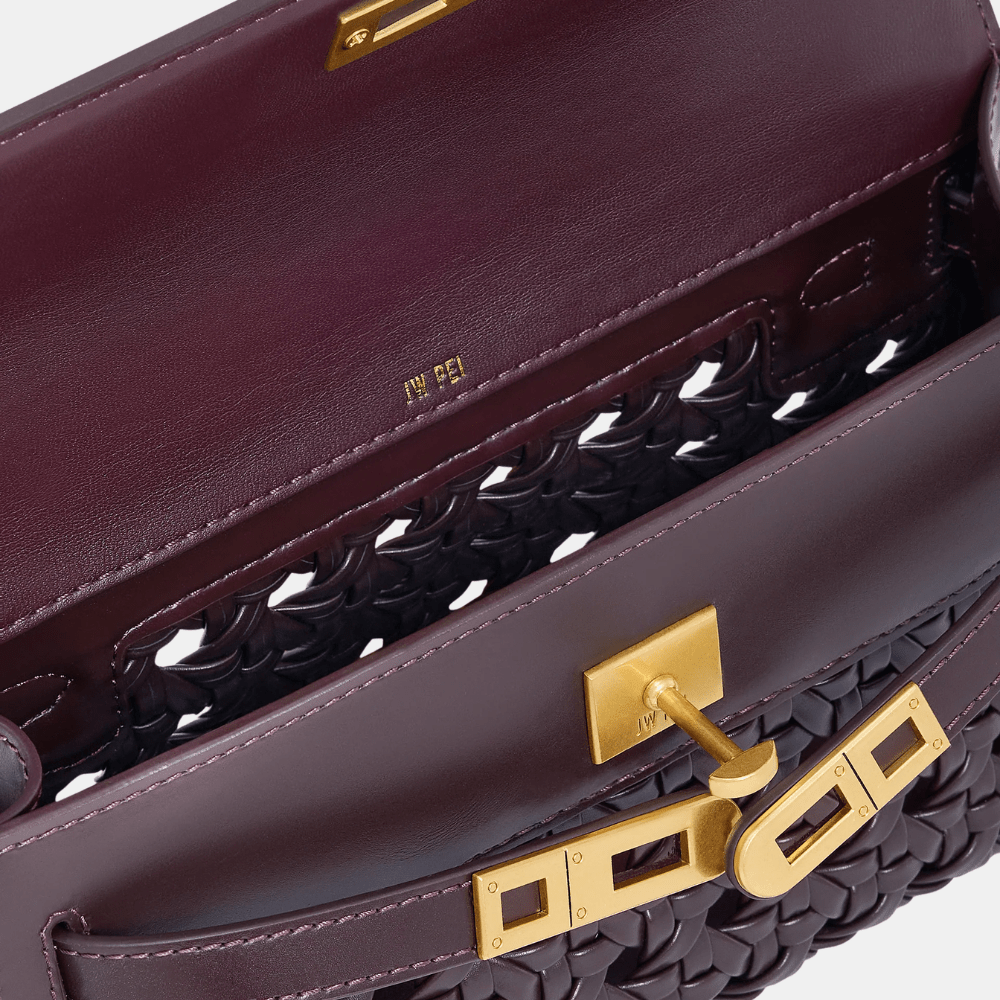 JW Pei Noor Woven Top Handle Bag (Dark Red) - DIVA ONLINE STORE