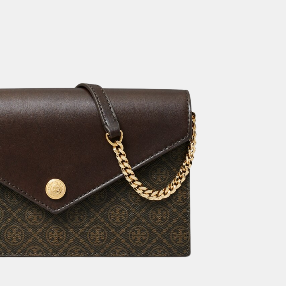 Tory Burch T Monogram Coasted Canvas Envelope Crossbody (French Press)