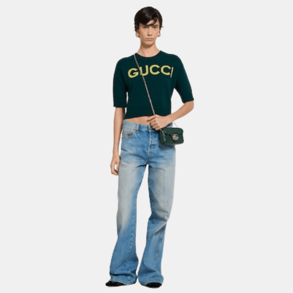 Gucci GG Marmont Mini Shoulder Bag In Green Leather - DIVA ONLINE STORE