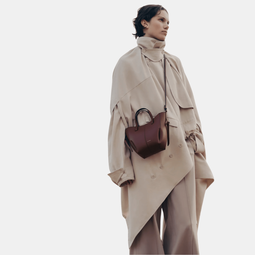 Polène Cyme Tote Nano Edition Textured Black Cherry - DIVA ONLINE STORE
