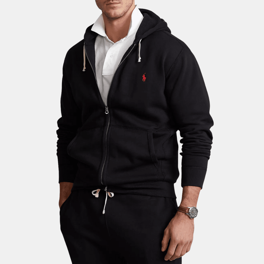 Ralph Lauren Double - Knit Full - Zip Hoodie (Black) - DIVA ONLINE STORE
