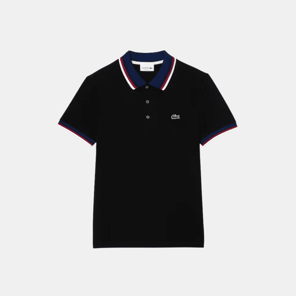 Lacoste Contrast Collar Polo Shirt (Black) - DIVA ONLINE STORE