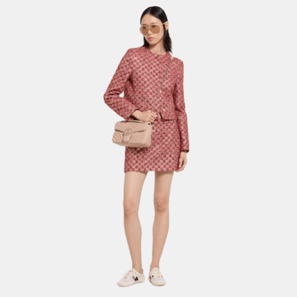 Gucci GG Marmont Medium Shoulder Bag In Pink Beige Leather - DIVA ONLINE STORE