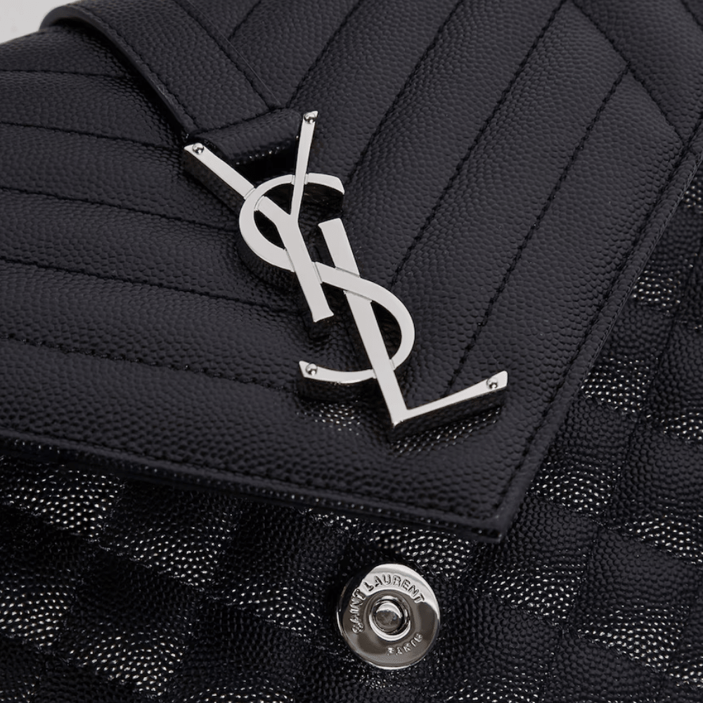 Saint Laurent Large Envelope Shoulder Bag (Black/Silver) - DIVA ONLINE STORE