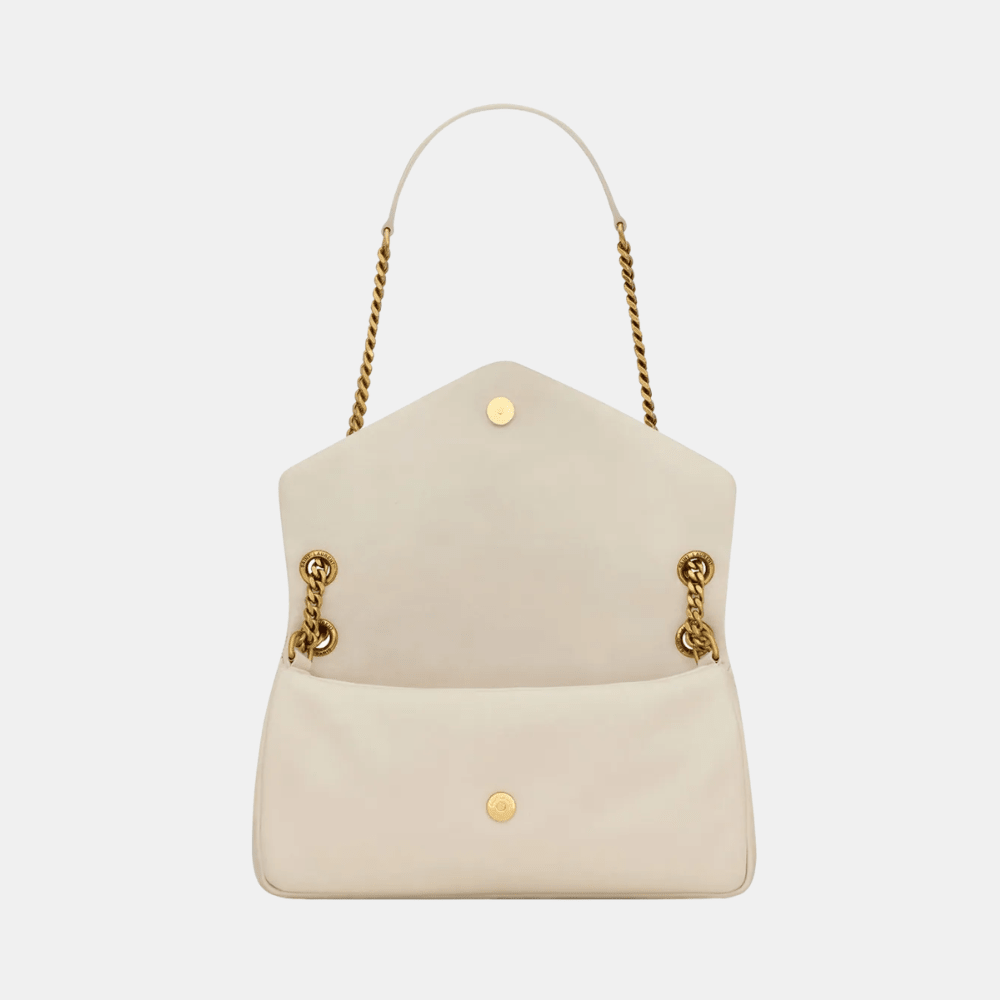 Saint Laurent Calypso In Plunged Lambskin (Blanc Vintage)