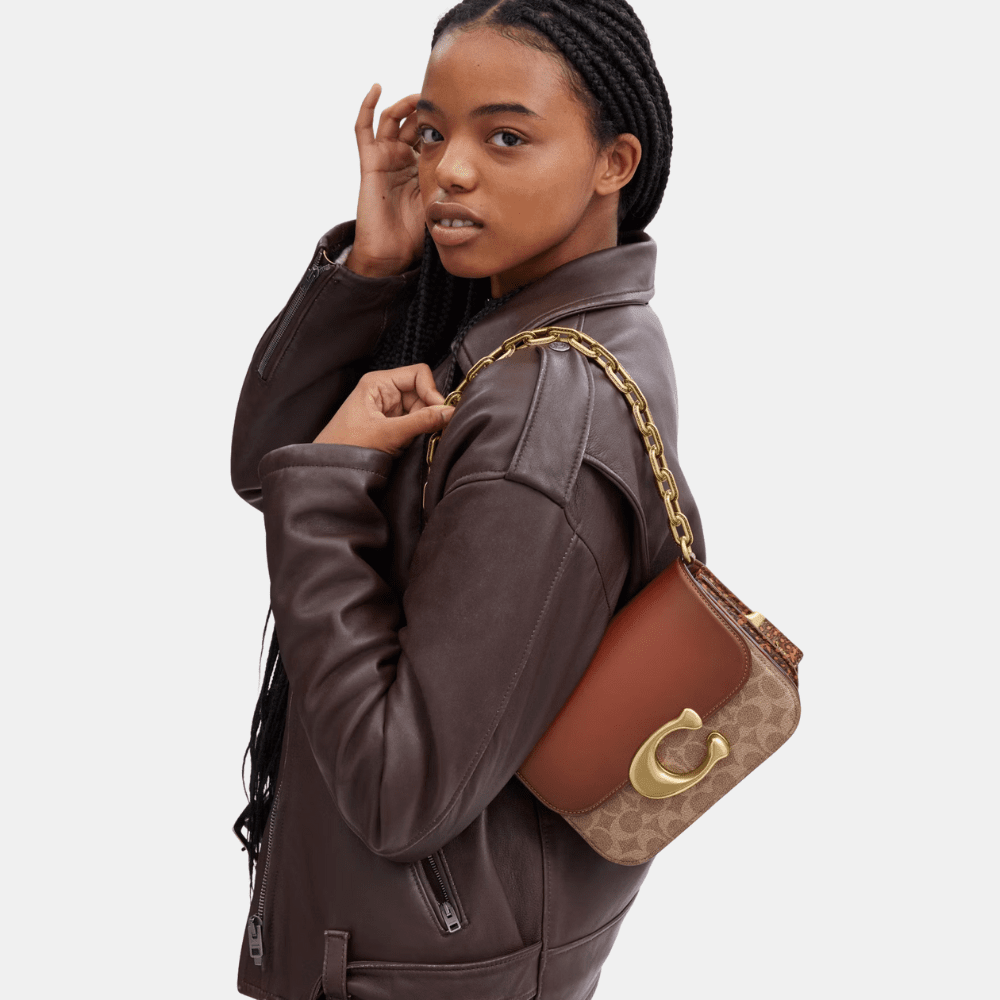 Coach Idol Bag In Signature Canvas With Snakeskin Detail - DIVA ONLINE STORE