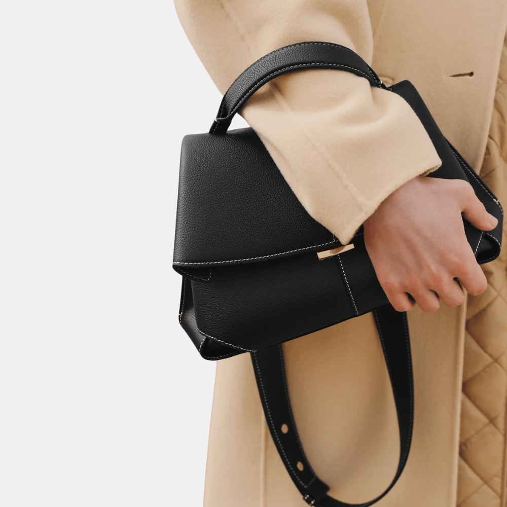 Polène Mokki Edition Textured Black with Ecru Stitching - DIVA ONLINE STORE