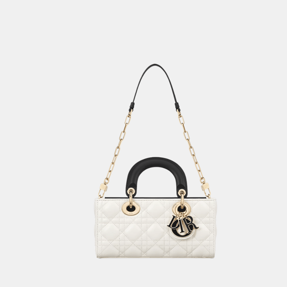 Dior Small Lady D - Joy Bag In Two - Tone Latte and Black Cannage Lambskin - DIVA ONLINE STORE