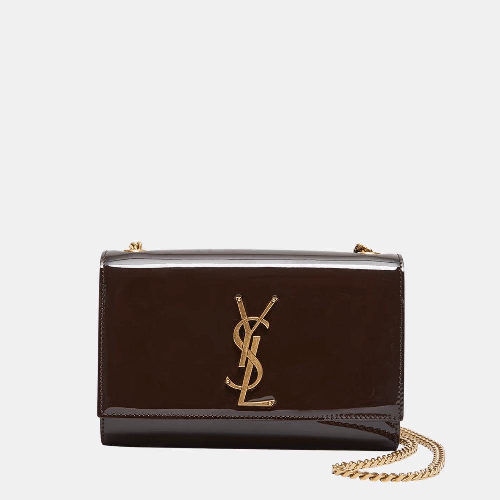 Saint Laurent Small Kate Crossbody Bag in Patent Leather (Spicy Chocolate) - DIVA ONLINE STORE