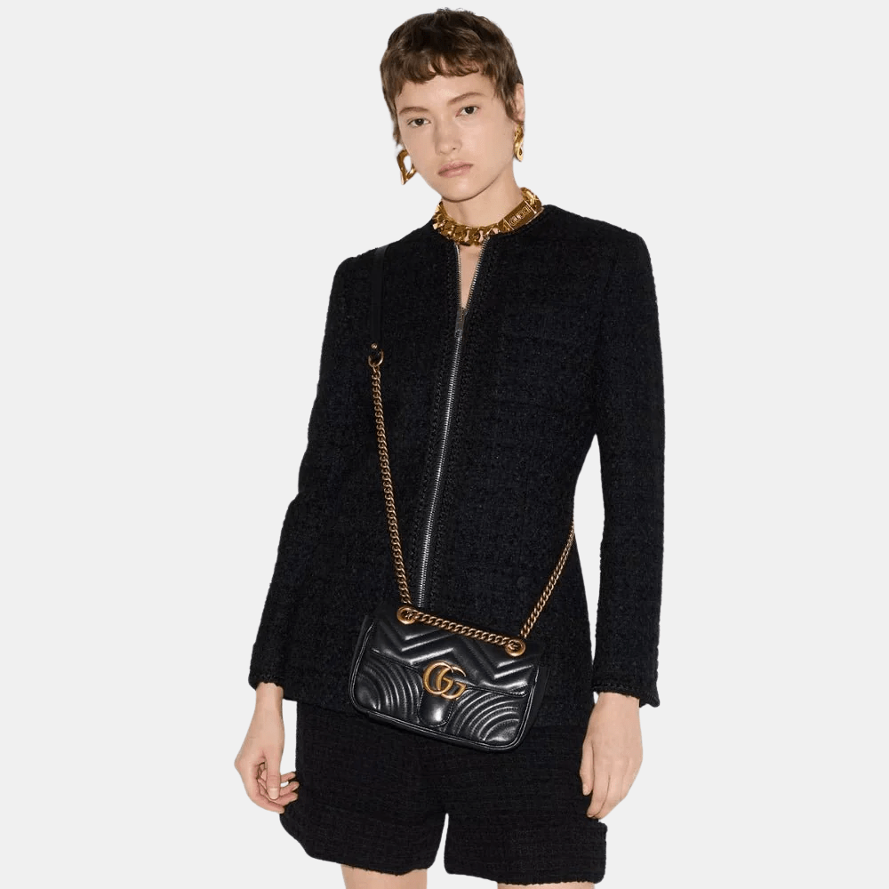 Gucci GG Marmont Mini Shoulder Bag In Black Leather - DIVA ONLINE STORE