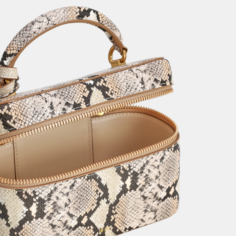 JW Pei Cleo Snake-Embossed Box Shape Top Handle Bag