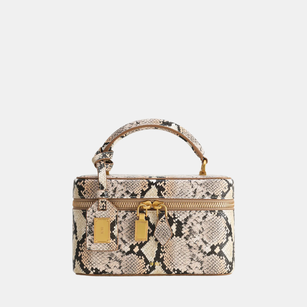 JW Pei Cleo Snake-Embossed Box Shape Top Handle Bag