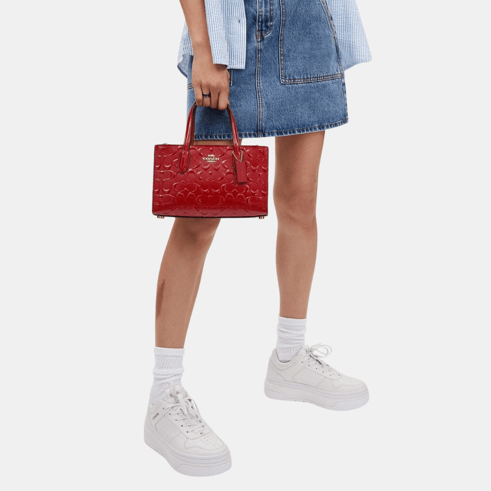 Coach Nina Small Tote Bag In Signature Leather (Red) - DIVA ONLINE STORE