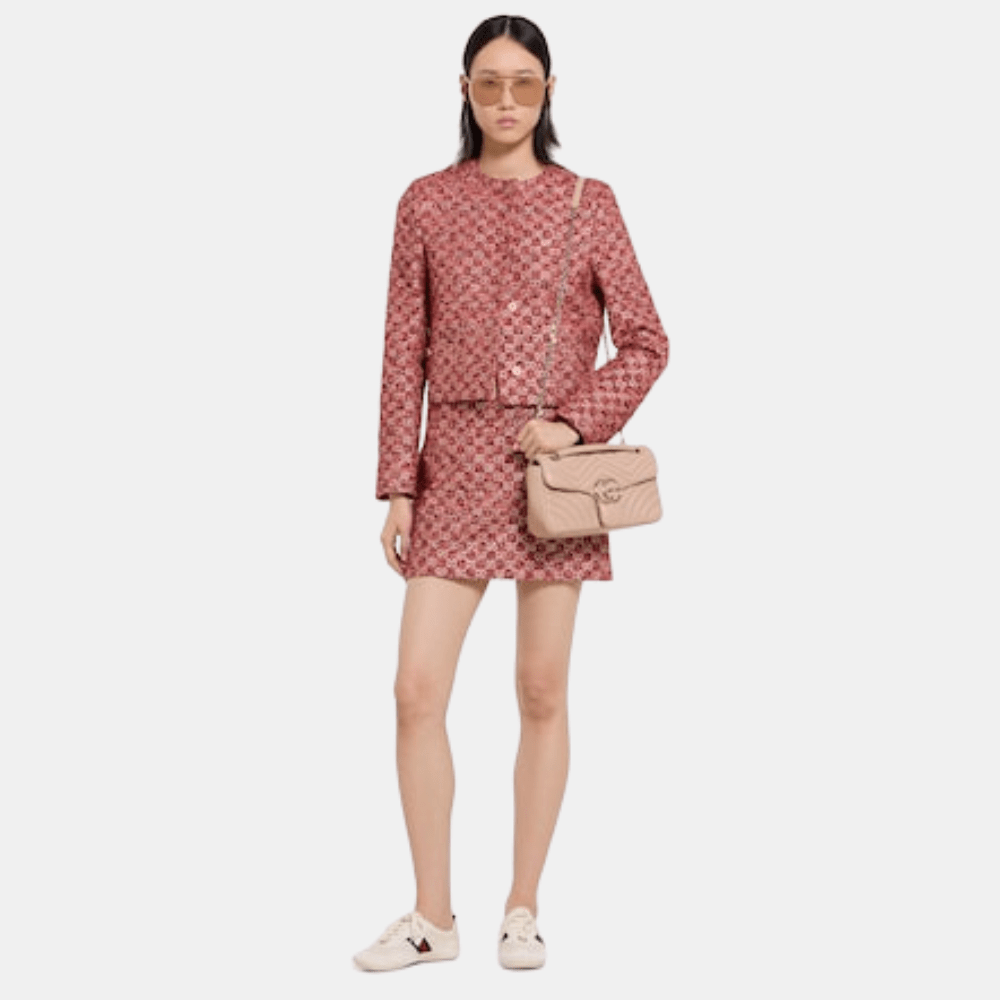 Gucci GG Marmont Medium Shoulder Bag In Pink Beige Leather - DIVA ONLINE STORE