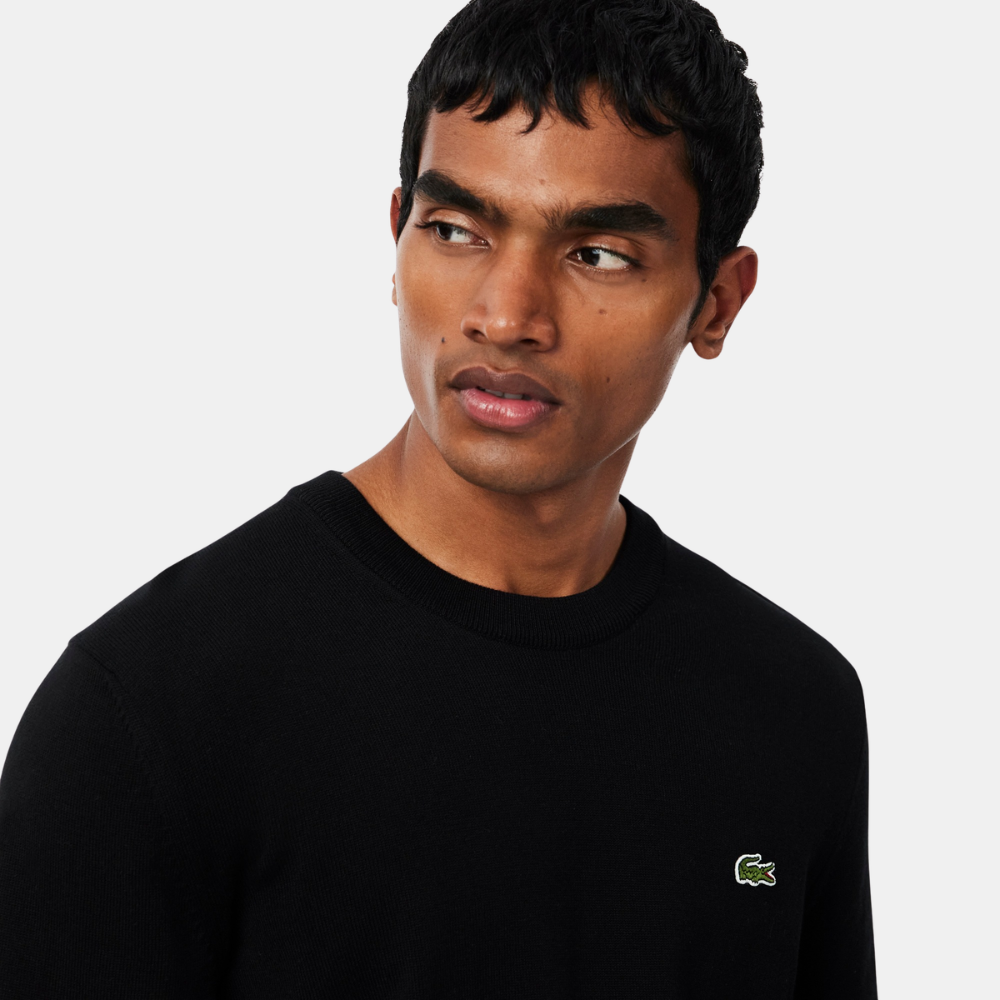 Lacoste Crew Neck Cotton Sweater (Black)