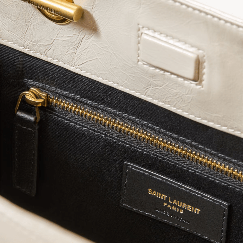 Saint Laurent Niki Small Shopping In Vintage Leather (White) - DIVA ONLINE STORE