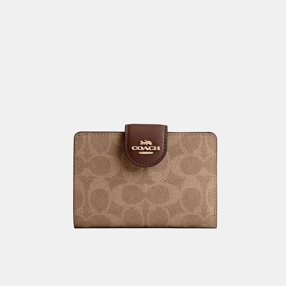 Coach Mini Wallet In Signature Canvas (Im/Tan/Brown) - DIVA ONLINE STORE