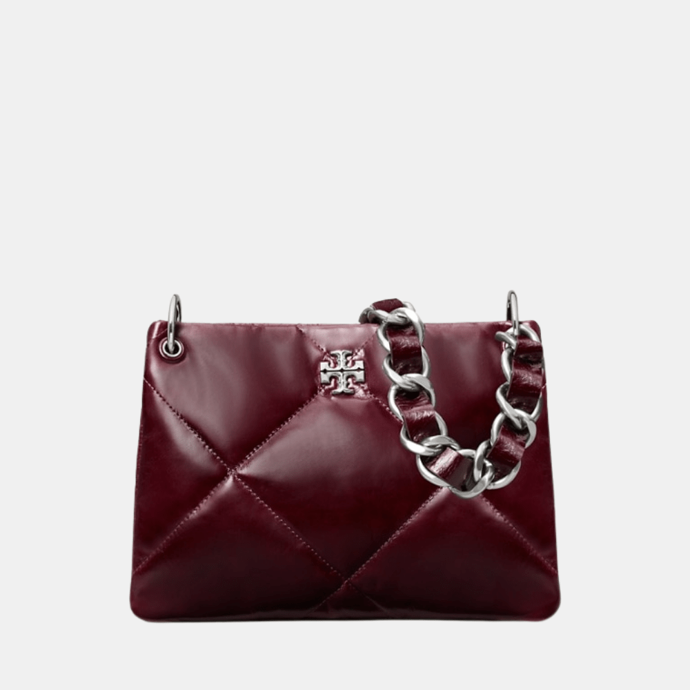 Tory Burch Small Kira Diamond Quilt Distressed Shoulder Bag (Dark Carmine) - DIVA ONLINE STORE