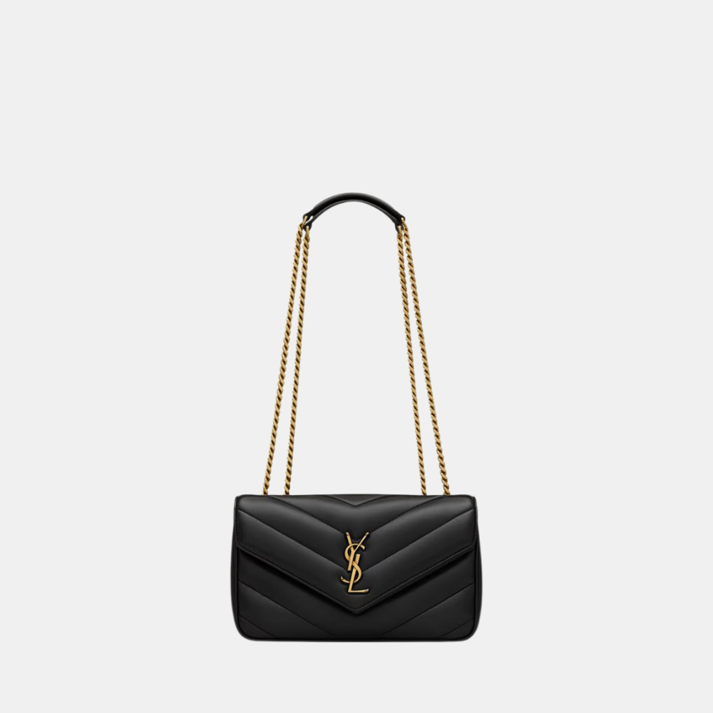 Saint Laurent Small Loulou Shoulder Bag In Matelassé Lambskin (Black)