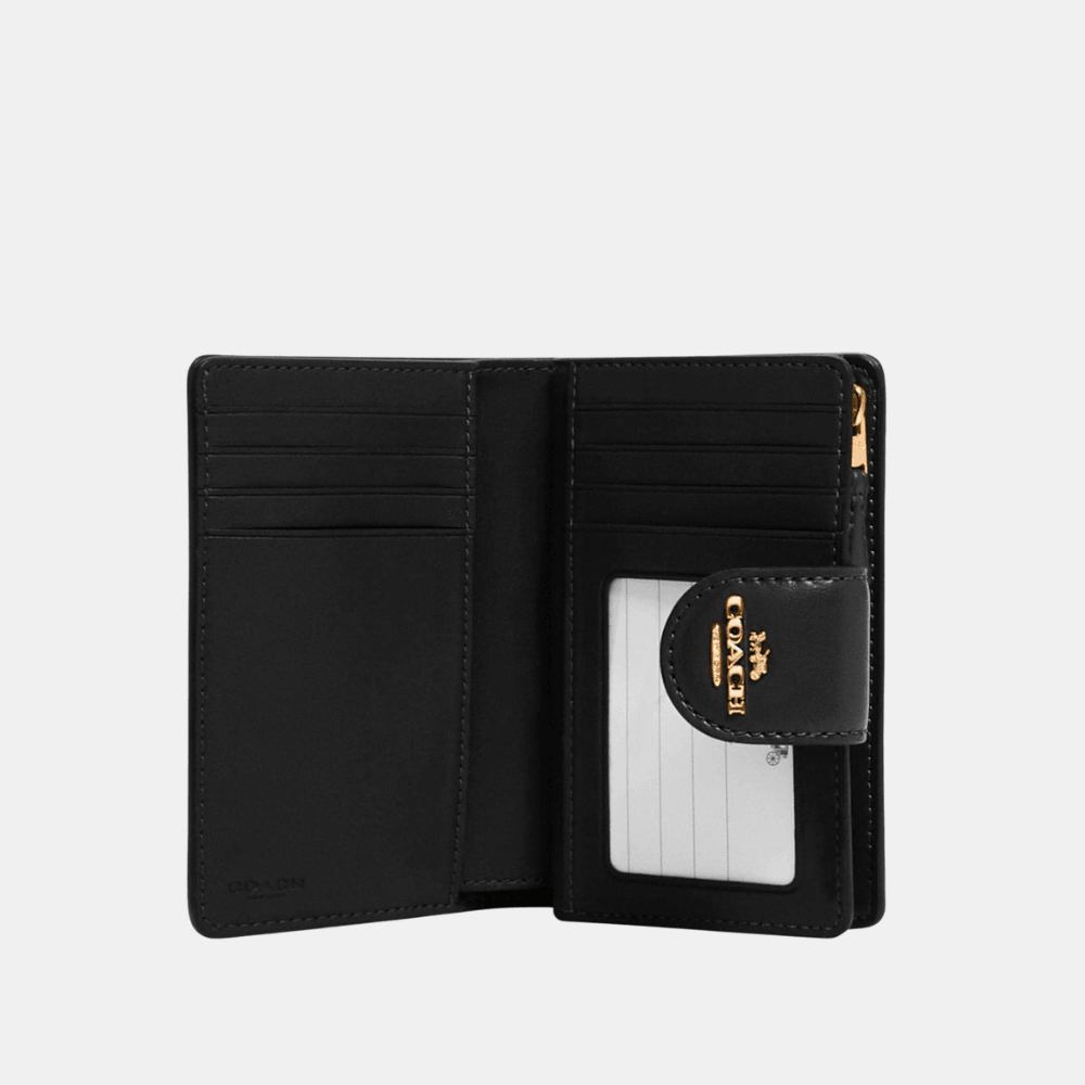 Coach Mini Wallet In Signature Canvas (Black/Walnut) - DIVA ONLINE STORE