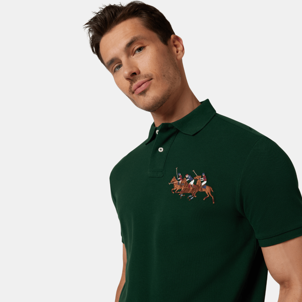 Ralph Lauren Green Triple Pony Polo Shirt - DIVA ONLINE STORE
