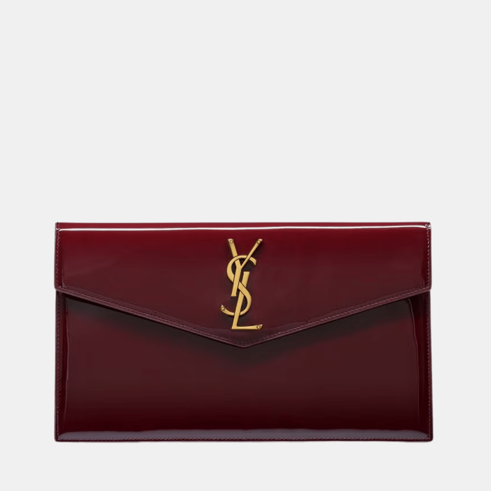 Saint Laurent Uptown Pouch In Patent Leather (Red Wine) - DIVA ONLINE STORE
