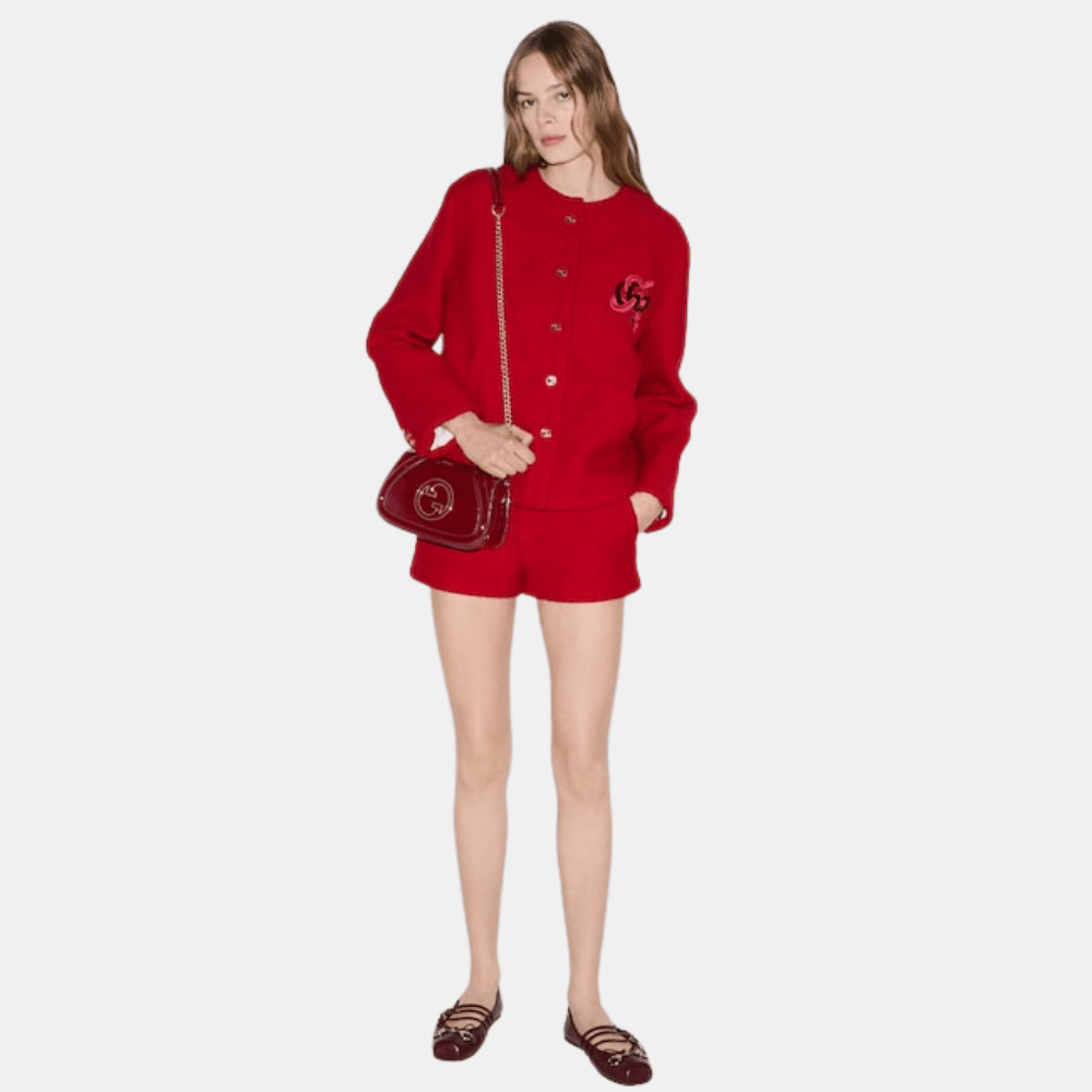 Gucci Blondie Mini Shoulder Bag In Rosso Ancora Red Patent Leather - DIVA ONLINE STORE