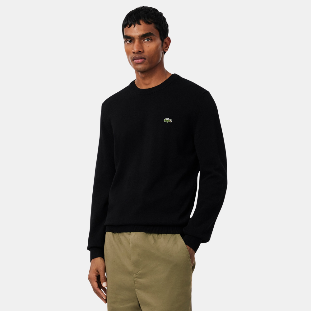 Lacoste Crew Neck Cotton Sweater (Black)