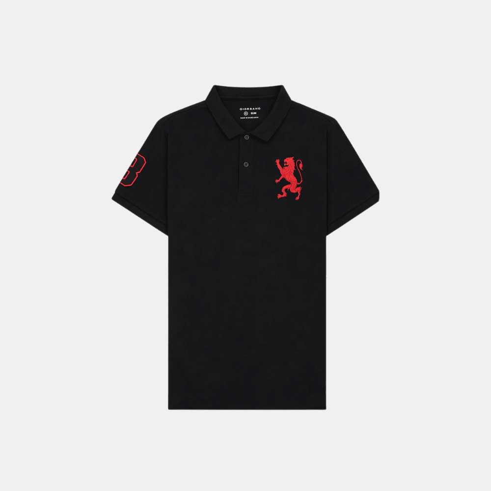 Giordano 3D Lion Polo Shirt (Black) - DIVA ONLINE STORE
