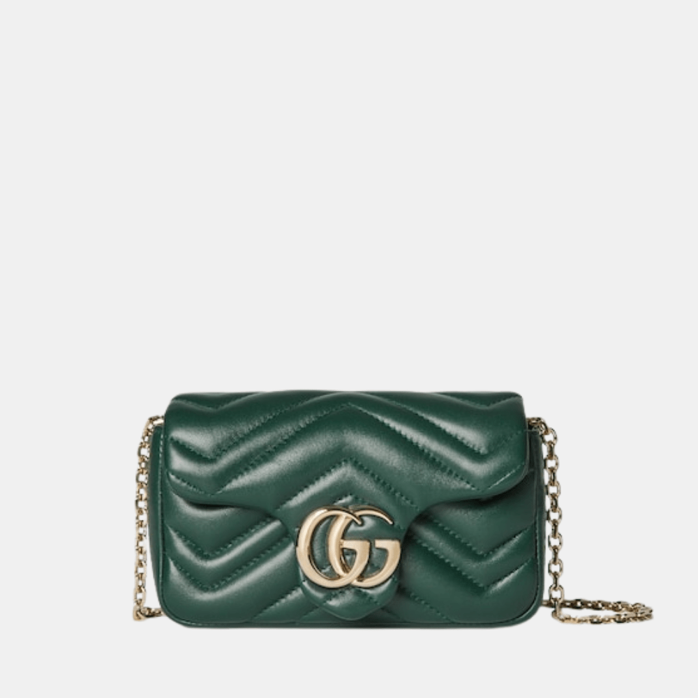 Gucci GG Marmont Mini Shoulder Bag In Green Leather - DIVA ONLINE STORE