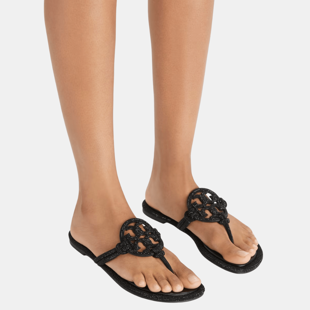 Tory Burch Miller Pavé Knotted Sandal (Black) - DIVA ONLINE STORE