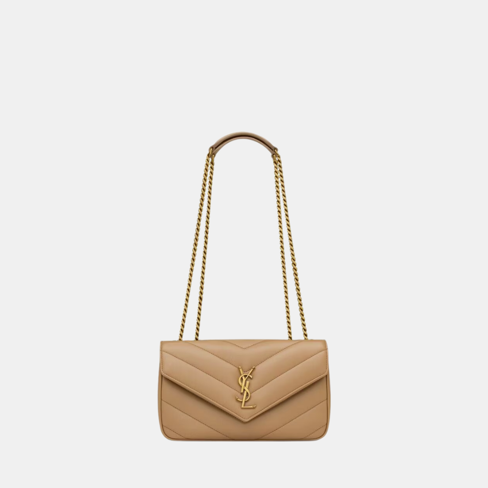 Saint Laurent Small Loulou Shoulder Bag In Matelassé Lambskin (Natural Tan)
