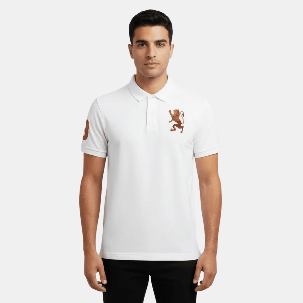 Giordano 3D Lion Polo Shirt (White) - DIVA ONLINE STORE