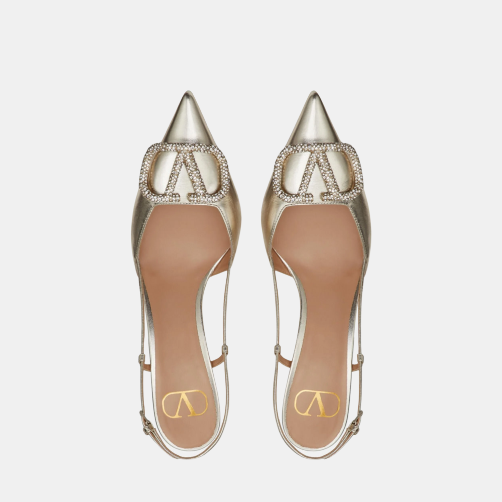 Valentino VLogo Glow Laminated Nappa Slingback Pumps