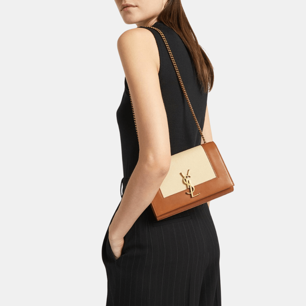 Saint Laurent Kate Small Leather and Canvas Bag - DIVA ONLINE STORE