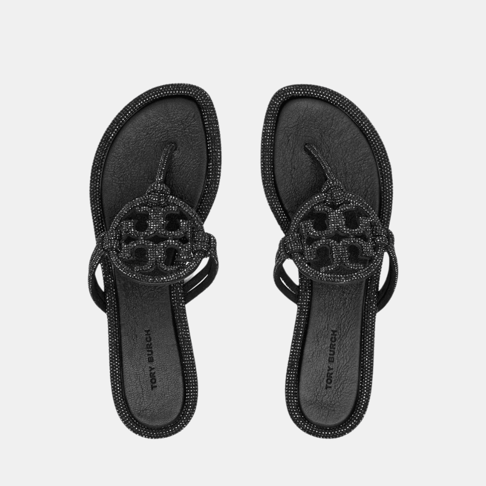 Tory Burch Miller Pavé Knotted Sandal (Black) - DIVA ONLINE STORE