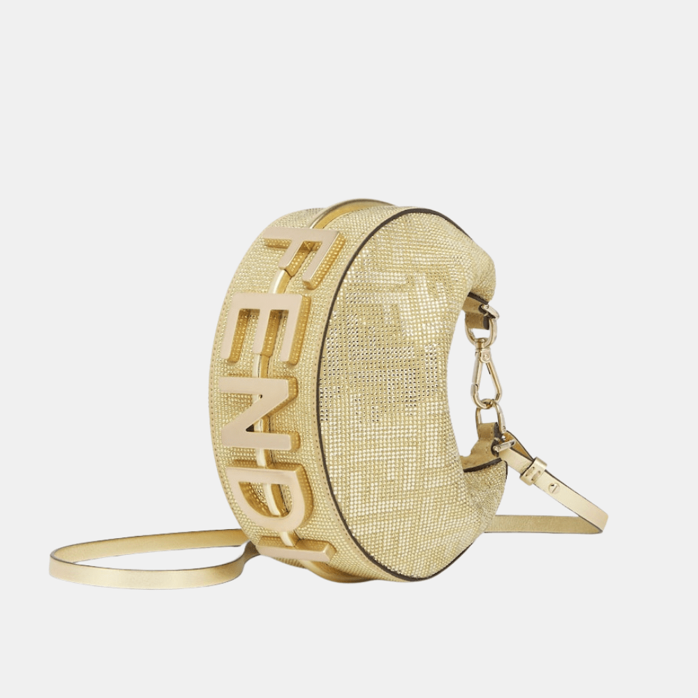 Fendi Fendigraphy Mini In Crystals And Studs (Champagne) - DIVA ONLINE STORE