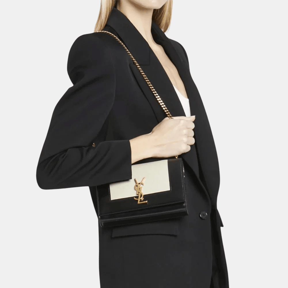 Saint Laurent Kate Small Shoulder Bag (Black/ White) - DIVA ONLINE STORE