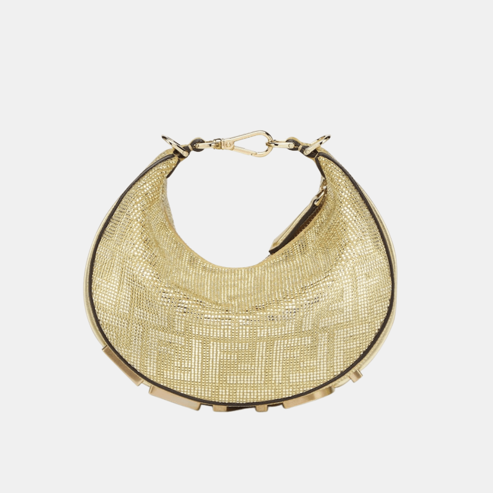 Fendi Fendigraphy Mini In Crystals And Studs (Champagne) - DIVA ONLINE STORE