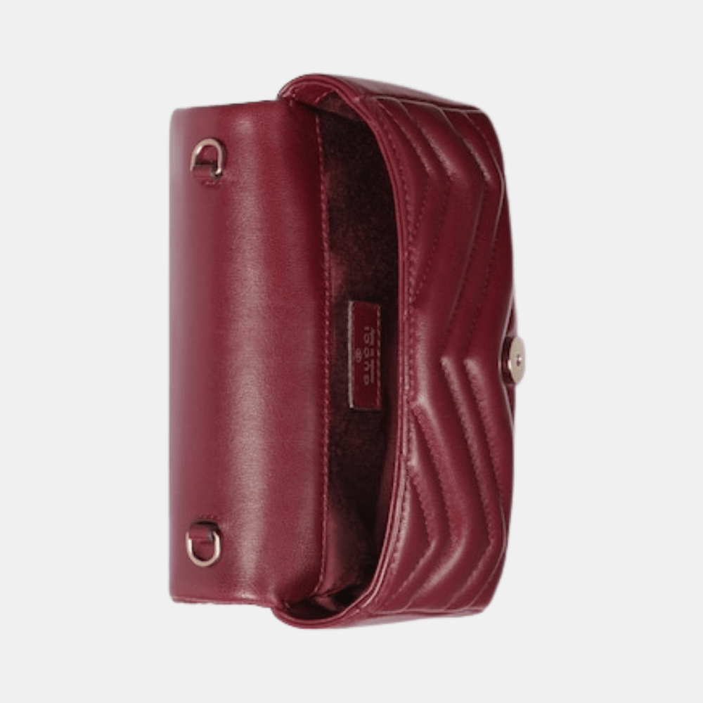 Gucci GG Marmont Mini Shoulder Bag In Rosso Ancora Red Leather - DIVA ONLINE STORE