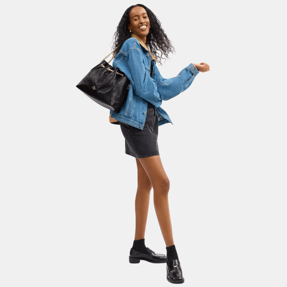 Coach Evelyn Shoulder Bag With Quilting (Black) - DIVA ONLINE STORE