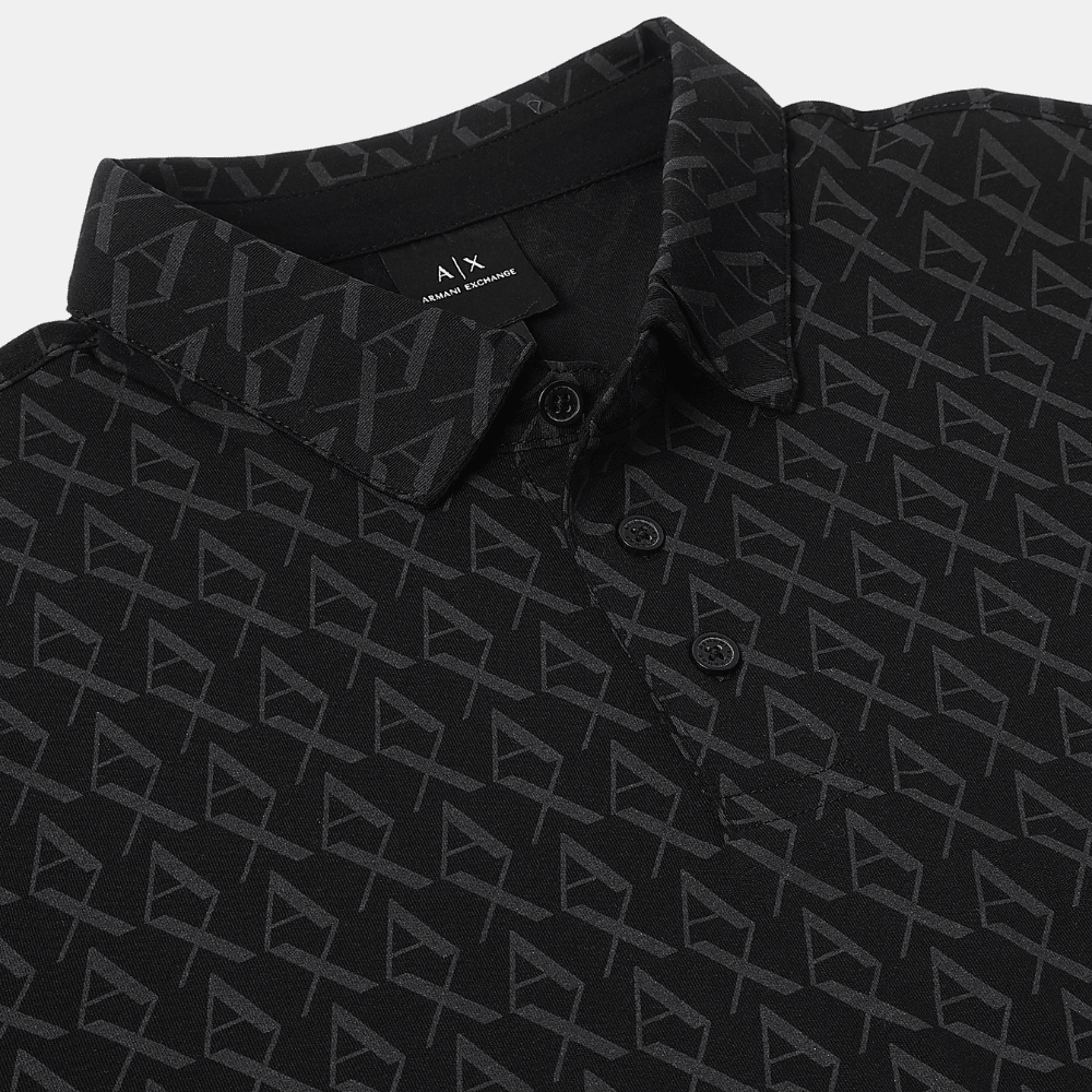 Armani Exchange Essentials Print Polo (Black) - DIVA ONLINE STORE