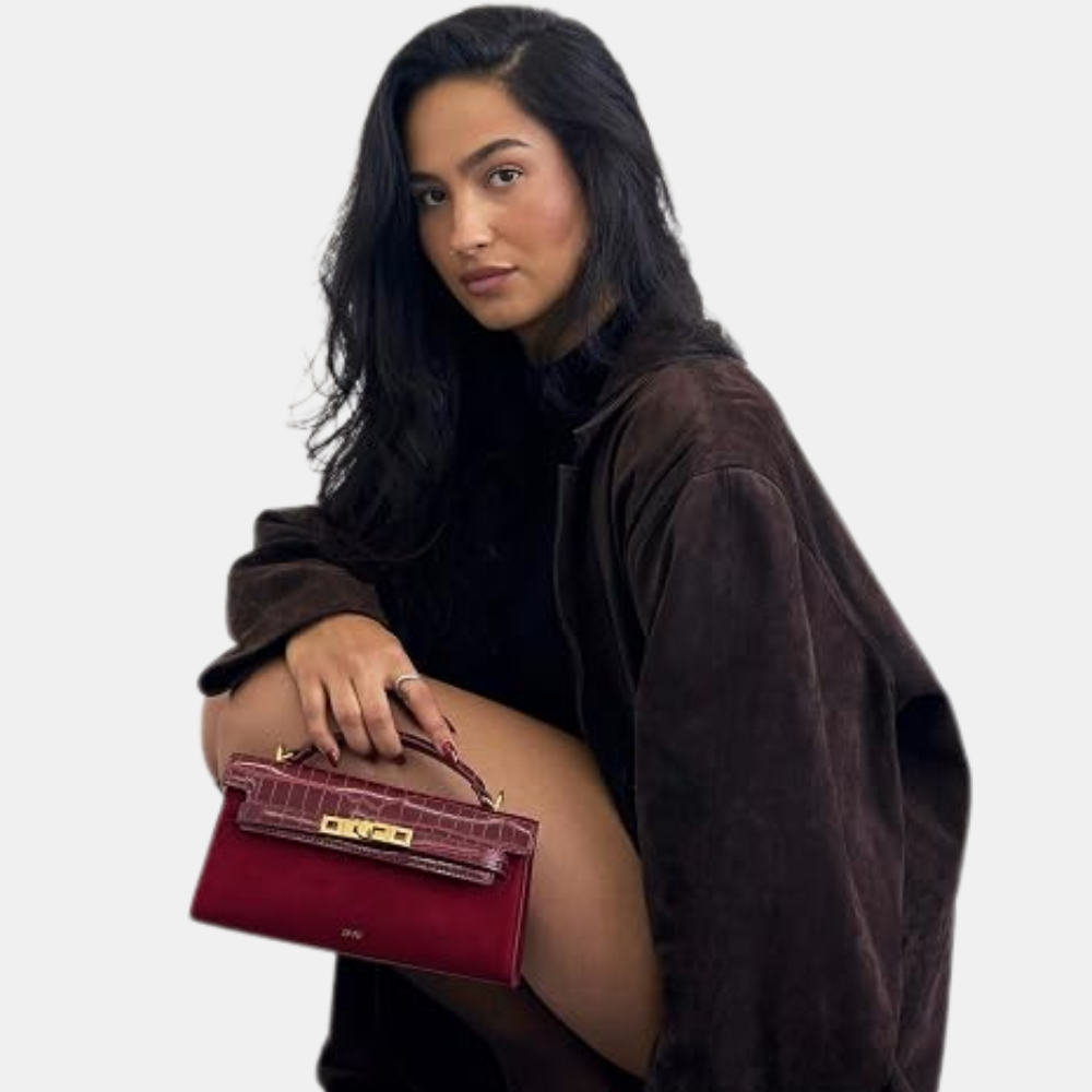 JW Pei Noor Faux Suede Top Handle Bag (Red)