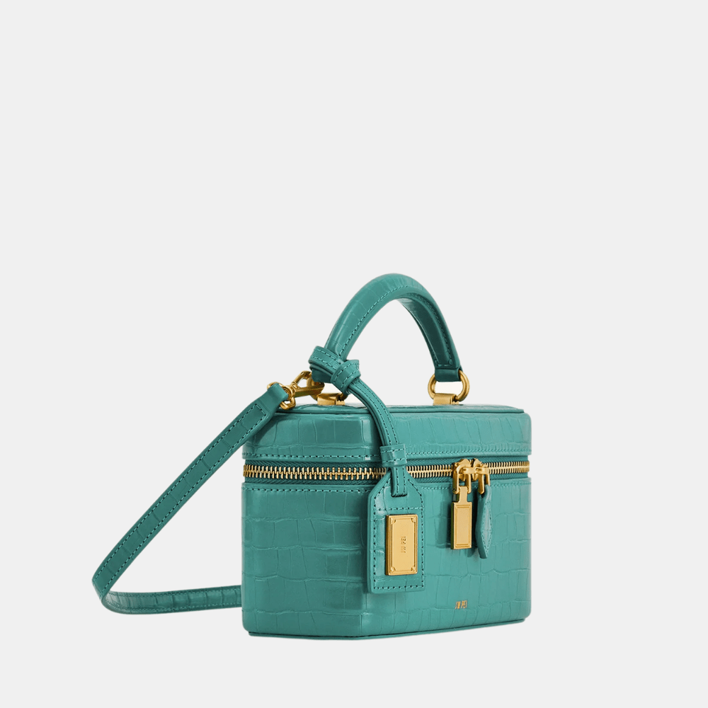 JW Pei Cleo Box Shape Top Handle Bag (Green Croc) - DIVA ONLINE STORE