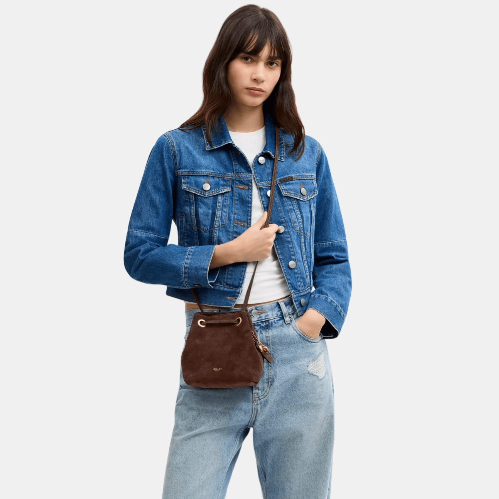 Coach Jade Drawstring Bag (Suede/Dark Chocolate) - DIVA ONLINE STORE