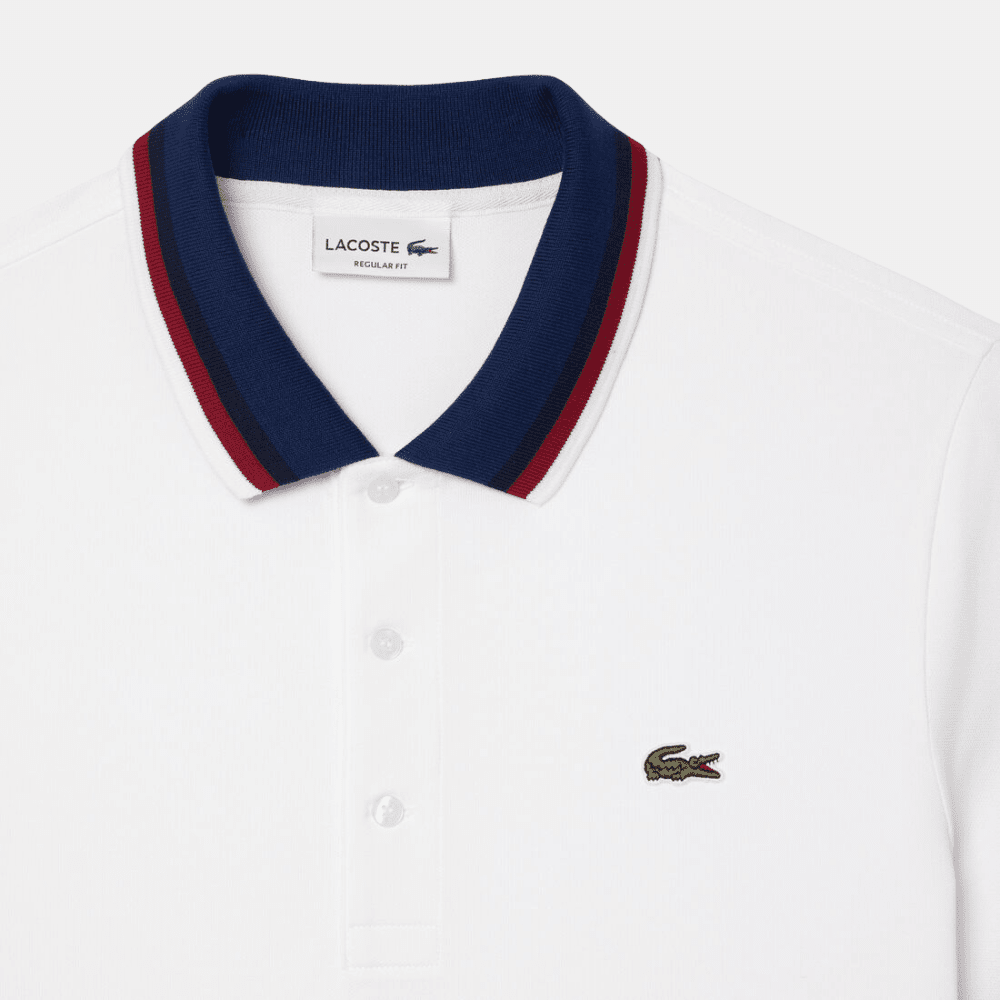 Lacoste Contrast Collar Polo Shirt (White) - DIVA ONLINE STORE