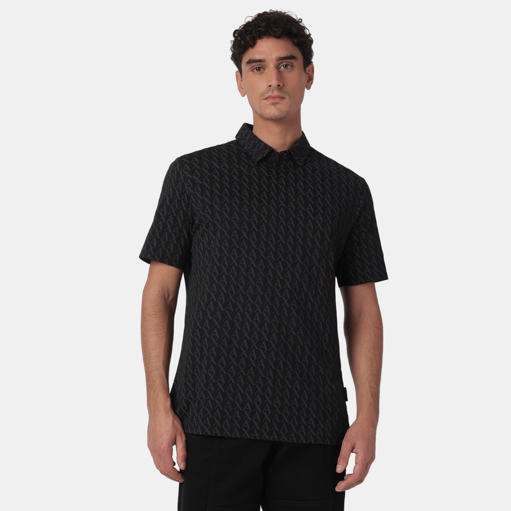 Armani Exchange Essentials Print Polo (Black) - DIVA ONLINE STORE