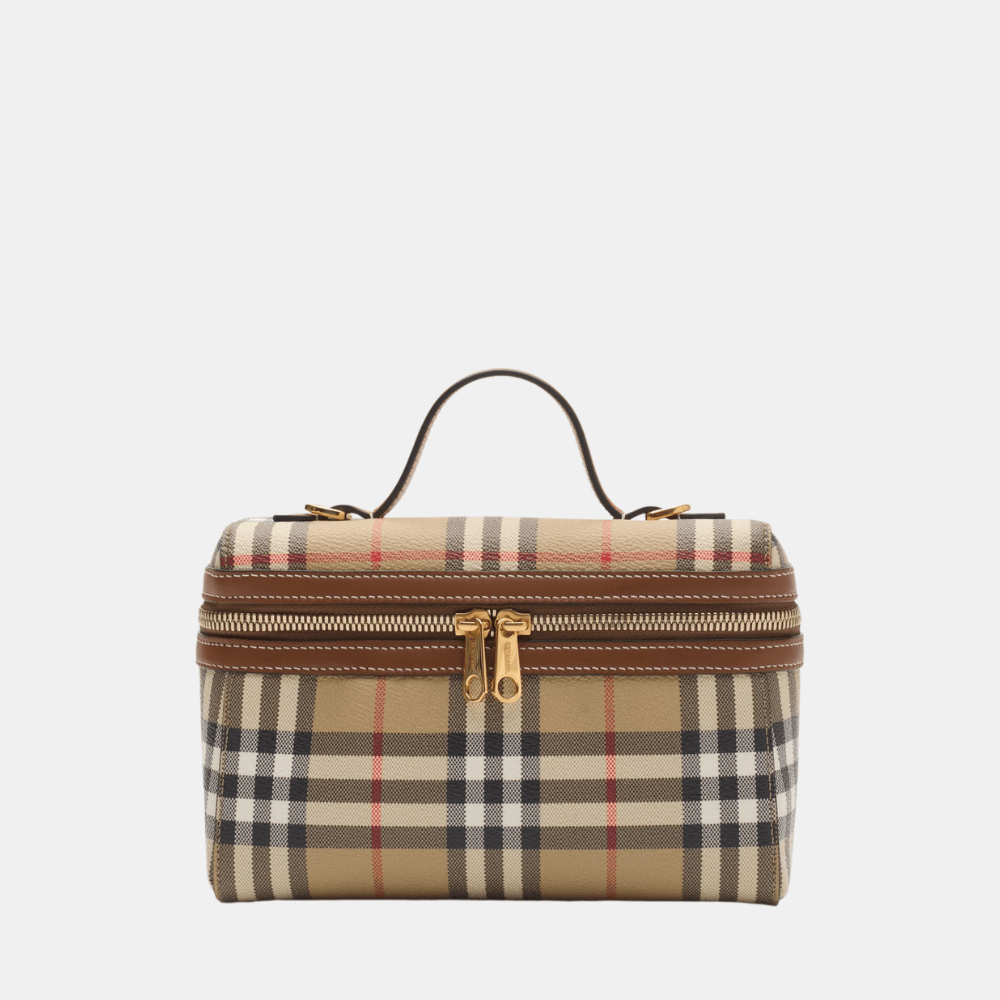 Burberry Check Vanity Bag (Archive Beige/Briar Brown)