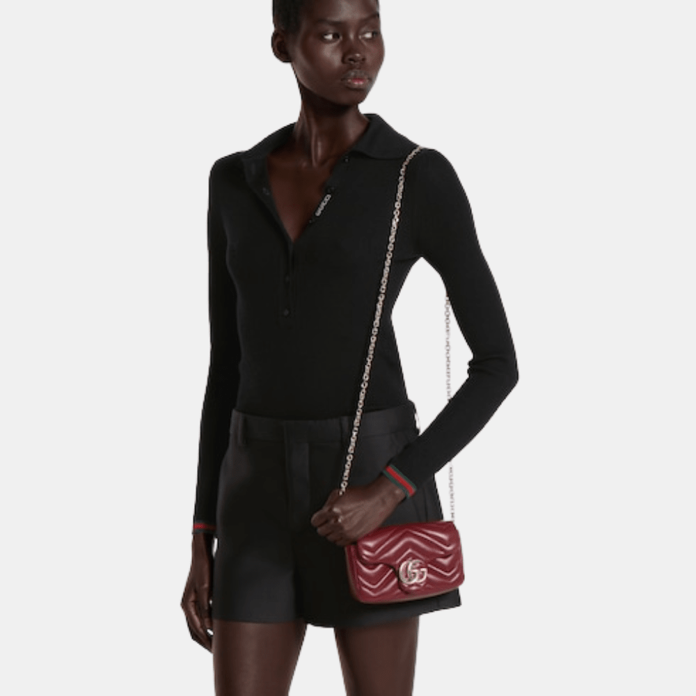 Gucci GG Marmont Mini Shoulder Bag In Rosso Ancora Red Leather - DIVA ONLINE STORE