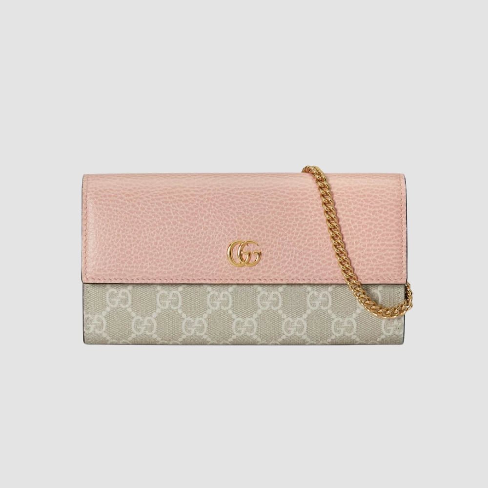 Gucci GG Marmont Bi - Colour Chain Wallet (Pink) - DIVA ONLINE STORE